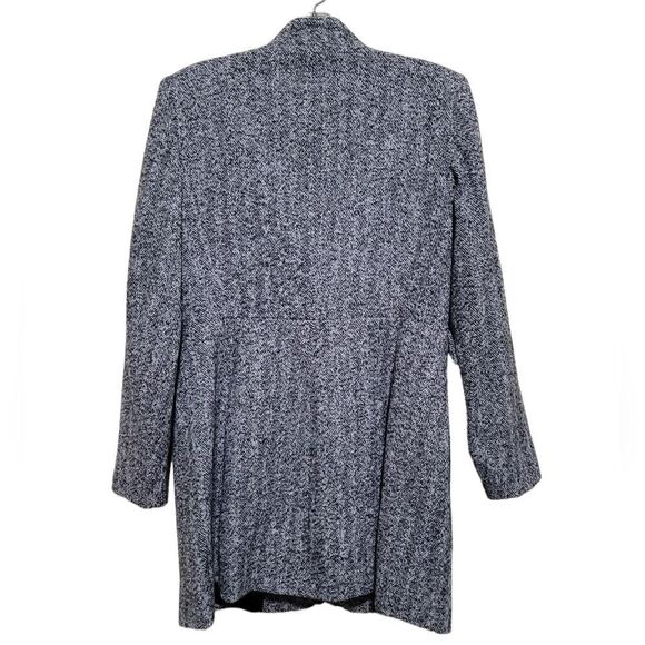 Zara  Women's Black and White Tweed Snap Button Light  Overcoat sz Large - Picture 4 of 10